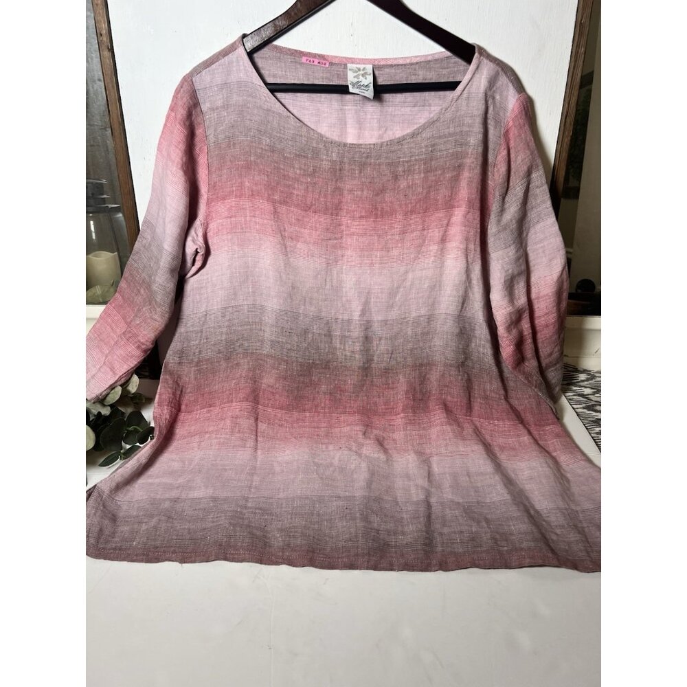 Soft Ombre Scoop Neck Tunic Top - Pink Gradient